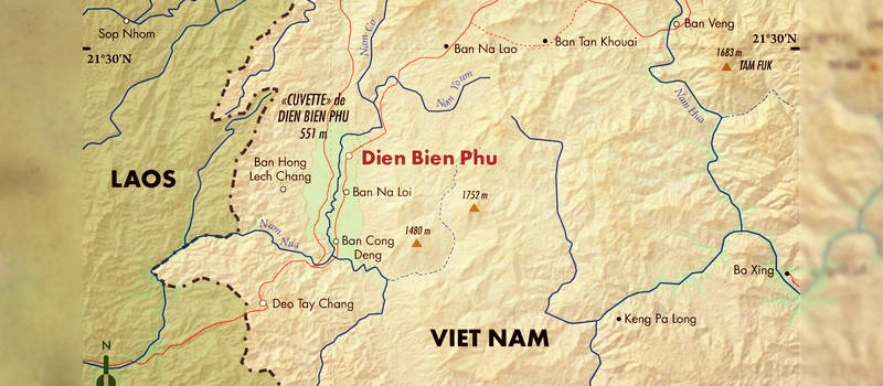 thème airsoft - guerre d'Indochine opération Dien Bien Phu ne répond plus - carte du haut-tonkin avec localisation de dien bien phu