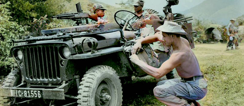 thème airsoft - guerre d'Indochine opération Dien Bien Phu ne répond plus - jeep willy's à Dien Bien Phu