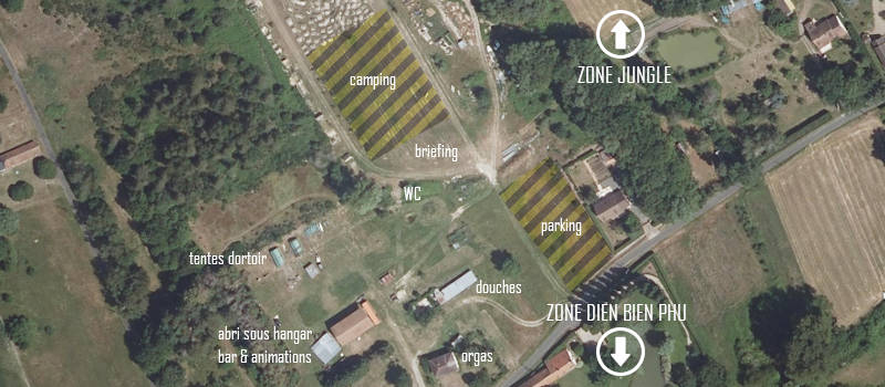 thème airsoft - guerre d'Indochine opération Dien Bien Phu ne répond plus - carte des commodités terrain wildmax