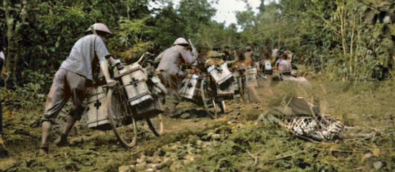 thème airsoft - guerre d'Indochine opération Dien Bien Phu ne répond plus - ravitaillement vietminh par des vélos